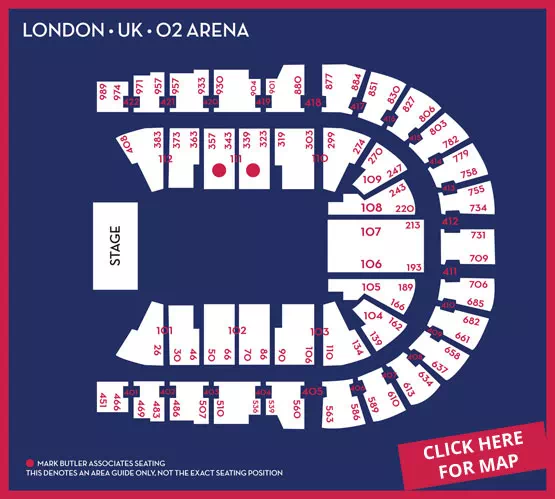 Katy Perry - London O2 Arena, Monday 13th Oct 2025 Premium VIP Hospitality - arena seating map