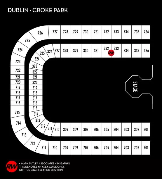 Seating map for Robbie Williams - Dublin, Croke Park, Saturday 23rd August 2025 Seated Premium VIP