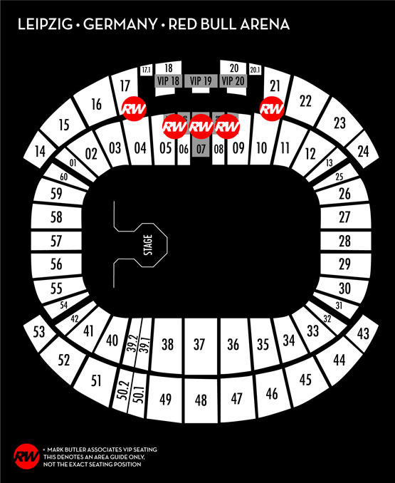 Seating map for Robbie Williams Leipzig, Red Bull Arena, Wednesday 9th July 2025 Seated Premium VIP