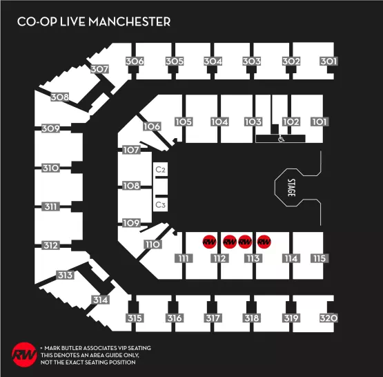 Seating map for Robbie Williams - Manchester, Co-op Live, 11th June 2025 Seated Premium VIP