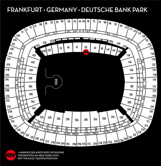 Seating map for Robbie Williams Frankfurt, Deutsche Bank Park, Sunday 10th August 2025 Seated Premium VIP