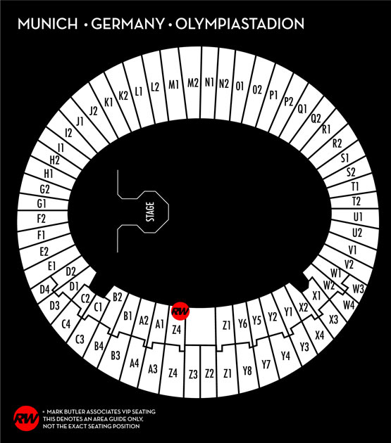 Seating map for Robbie Williams Munich, Olympiastadion, Saturday 26th July 2025 Seated Premium VIP